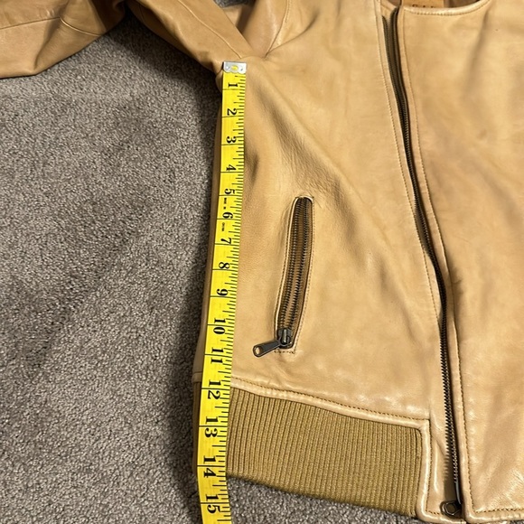 Used Tan Leather Motorcycle Style Gap Jacket - Picture 12 of 17